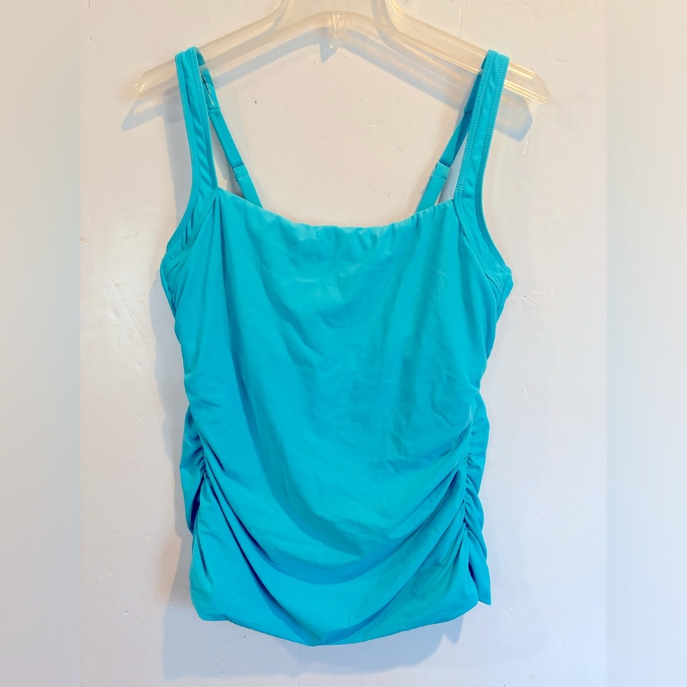 Talbots Sz 14 Turquoise Tankini SWIMSUIT Top